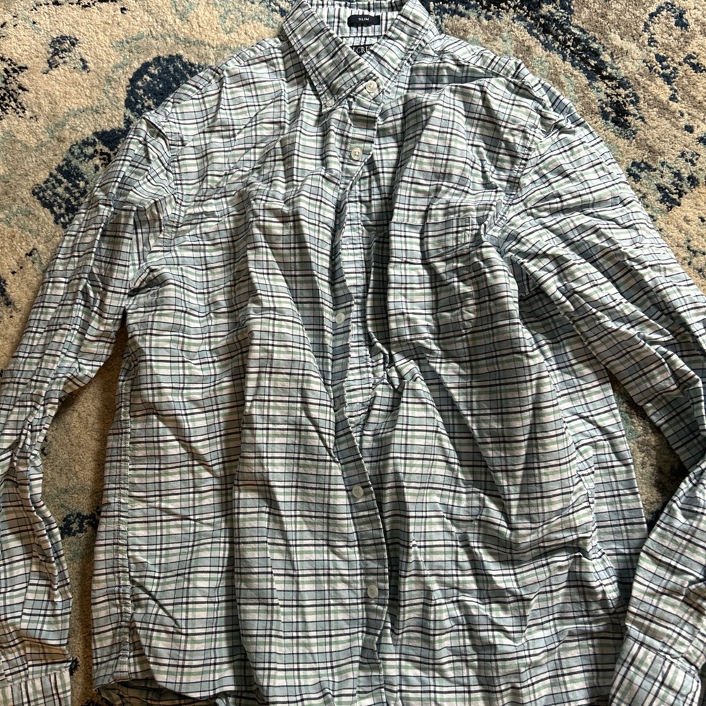 J. Crew Gray and Blue Casual Button Down Shirt
